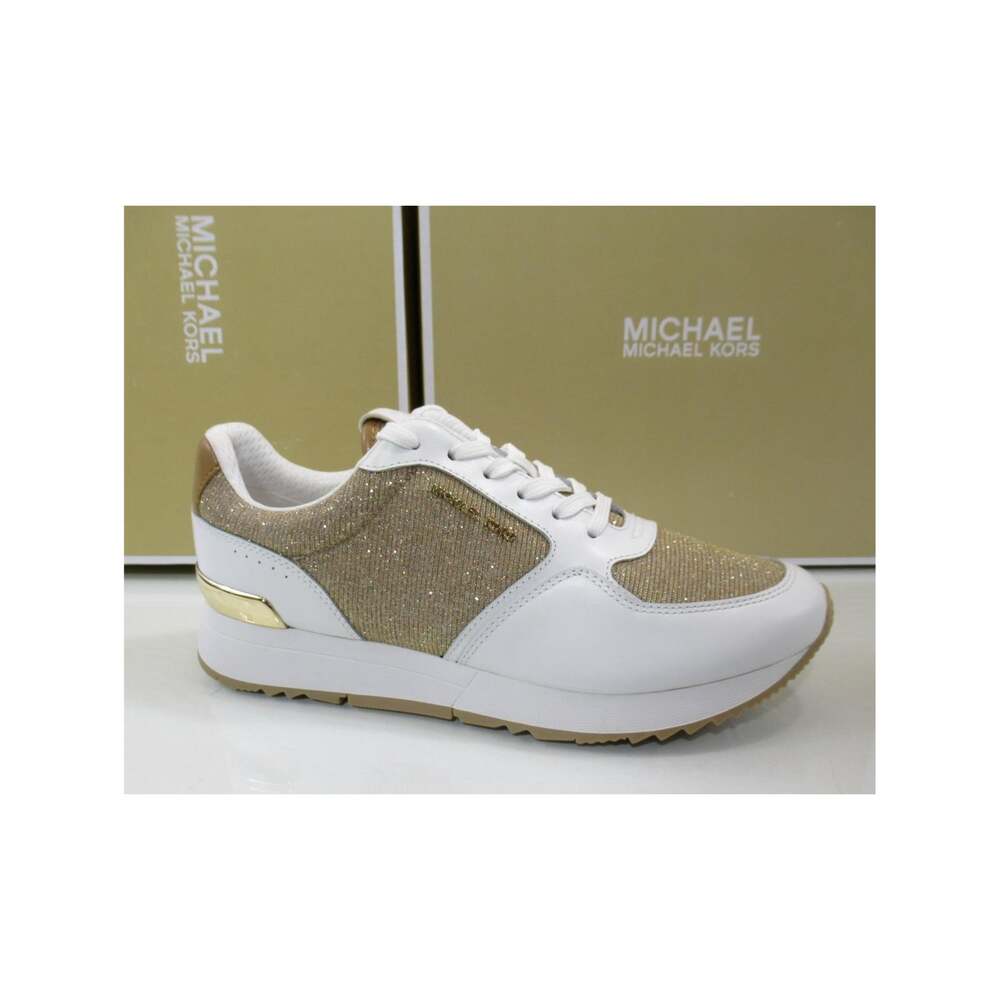 Michael Kors Livvy Trainer Lace Up Sneakers MK Logo Camel Multi Size 7.5
